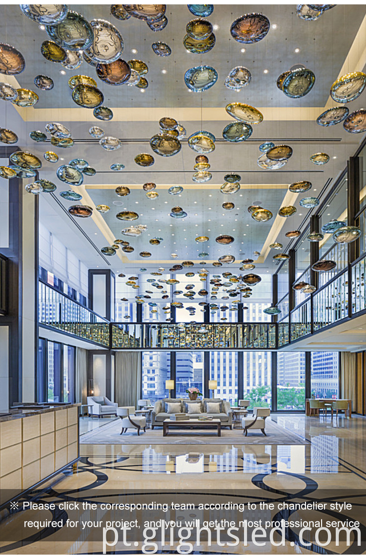 Decoração artística em vidro de hotel personalizado bola de cristal redonda candelabro moderno